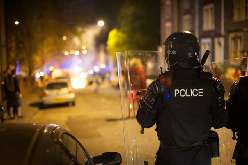Police defending riot